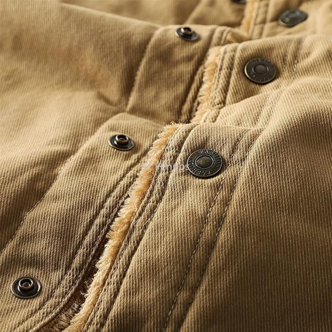 Men’s Shearling Lined Denim Style Patch Jacket