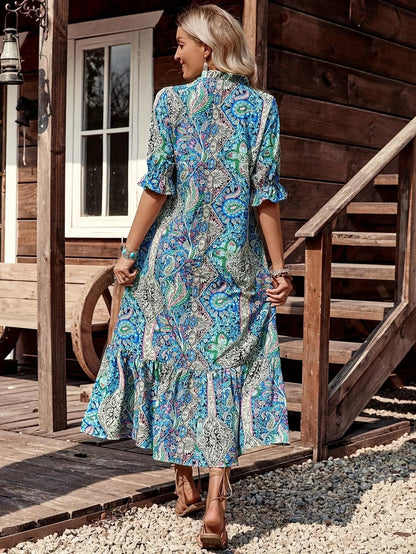 Western Boho Paisley Long Dress
