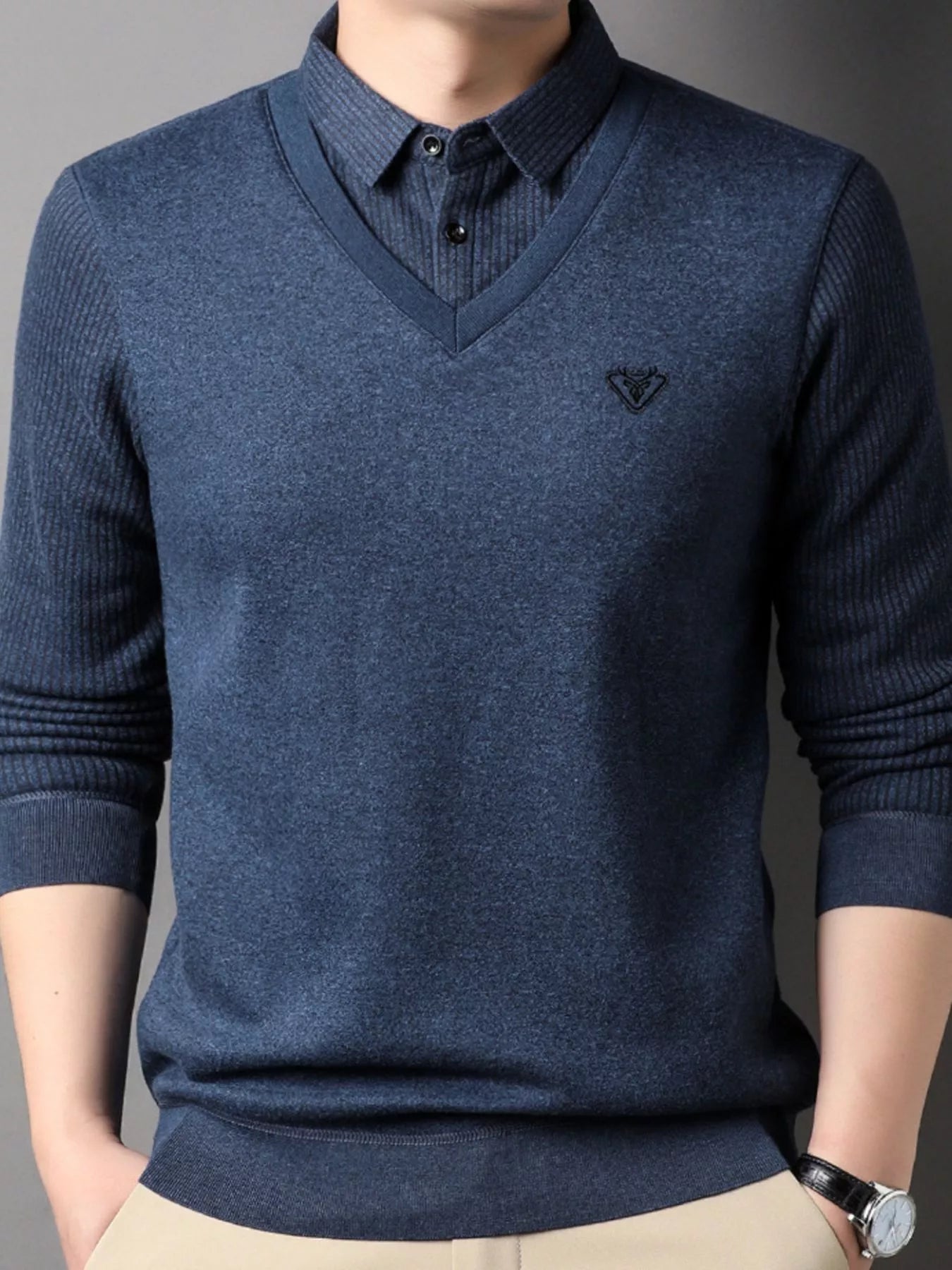 Big and Tall Crew Neck Sweater Top - BritishElegance