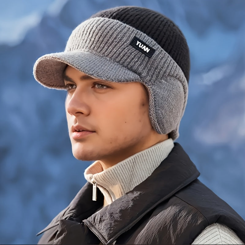 Men’s Winter Beanie with Ear Flaps – Warm Knit Outdoor Hat