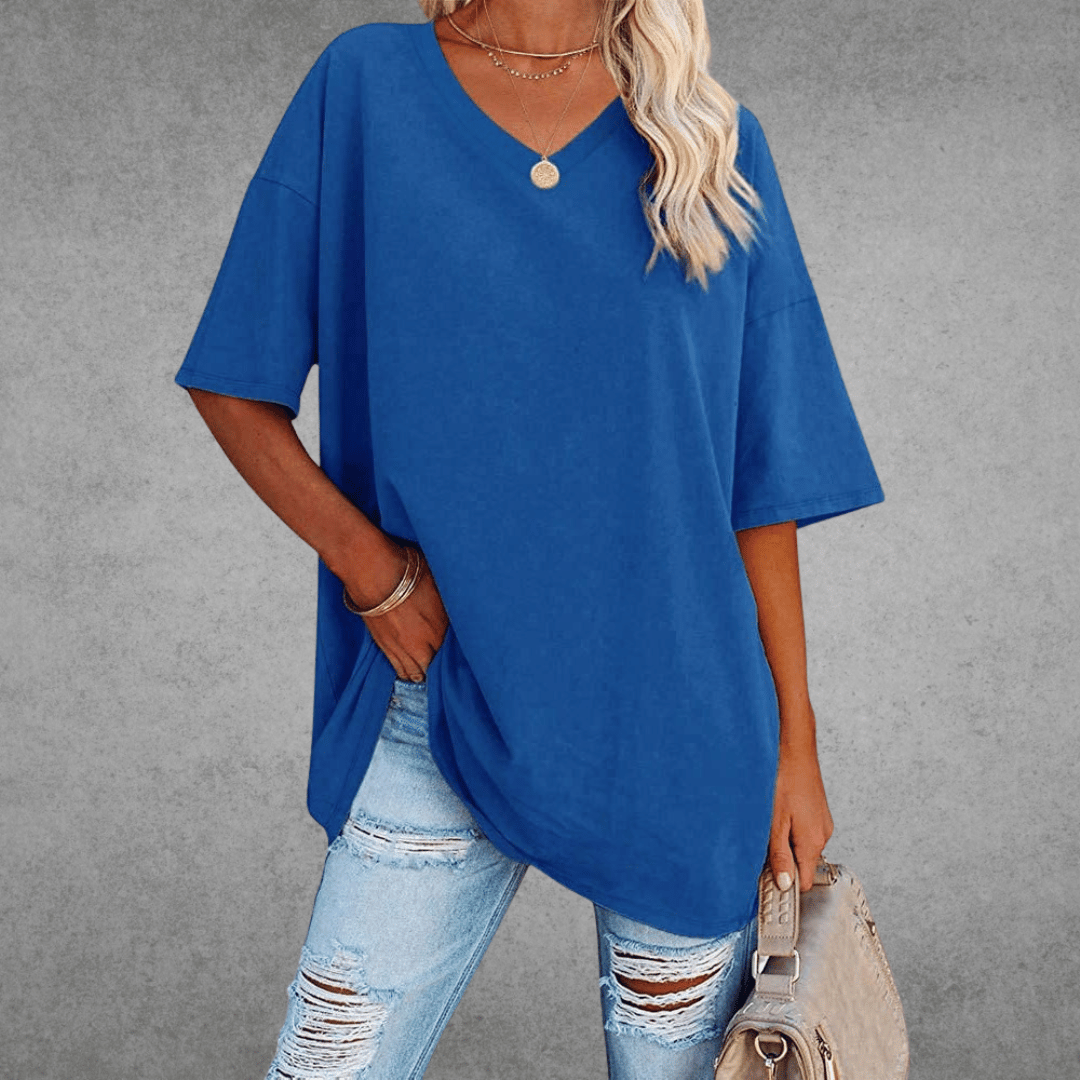 Trendy Loose Fit V Neck Tee