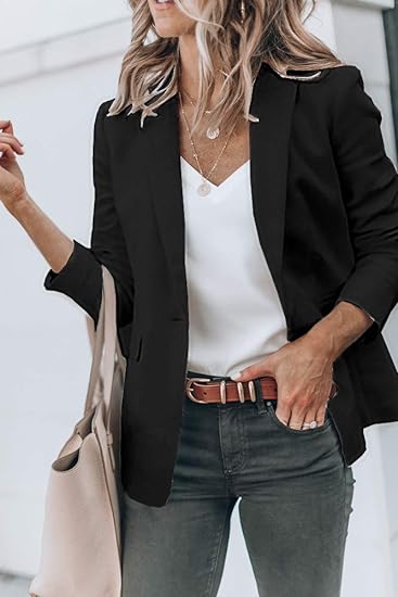 Classic Women's Single Button Jacket with Pockets