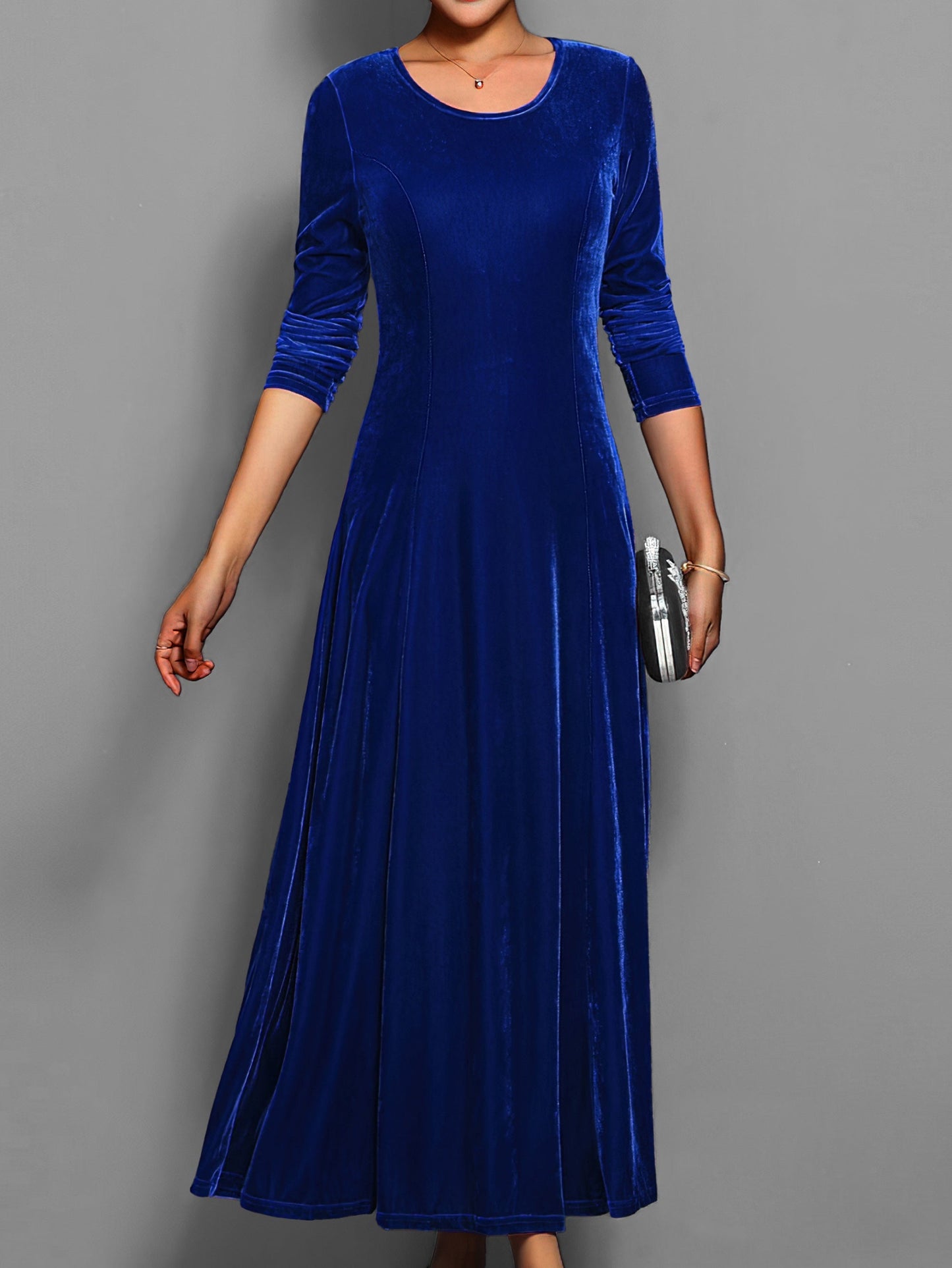 Rosie A-Line Maxi Dress | Long Sleeve Ruched Sleeves Dress