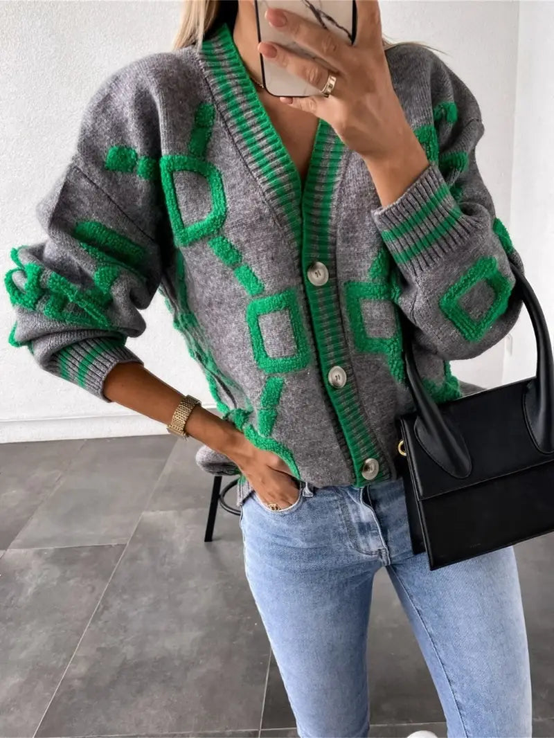 Ladies' Open Front V-Neck Sweater Cardigan