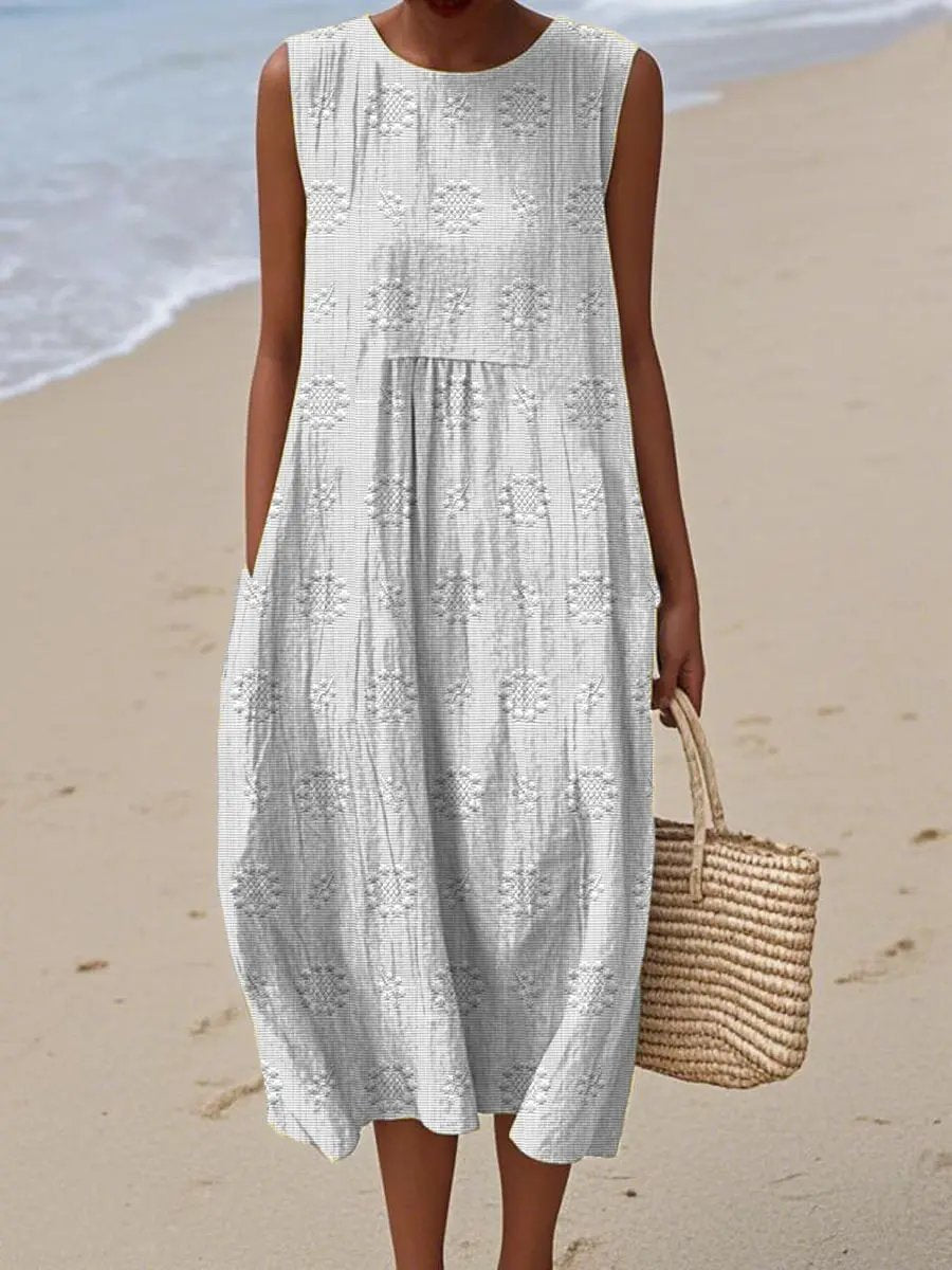 Aikaterini | Elegant Sleeveless Cotton Pocket Dress