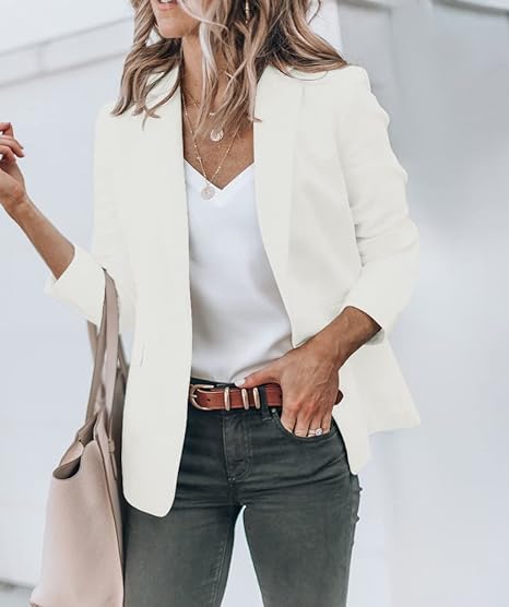 Classic Women's Single Button Jacket with Pockets