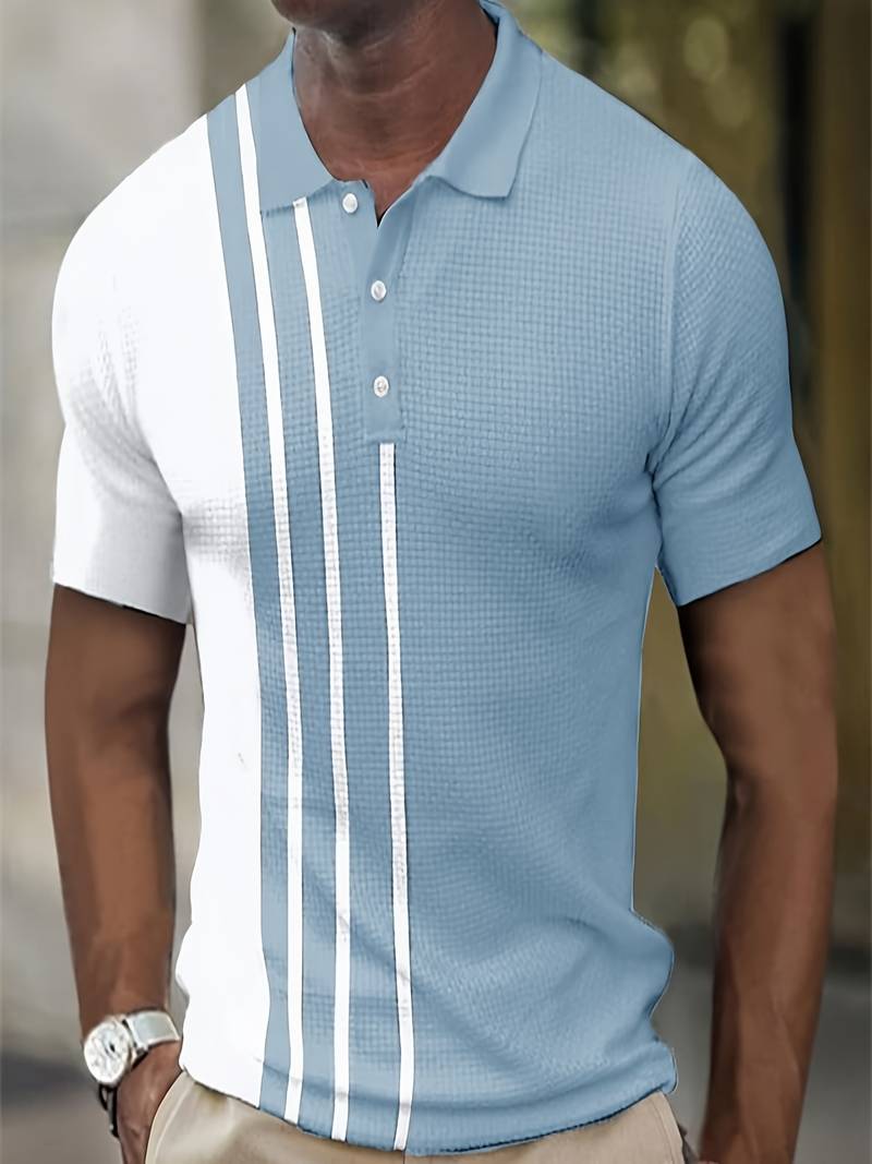 Noah Colorblocked Waffle and Stripe Shirt