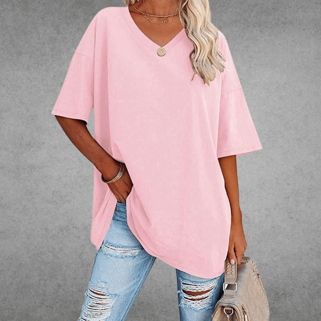 Trendy Loose Fit V Neck Tee