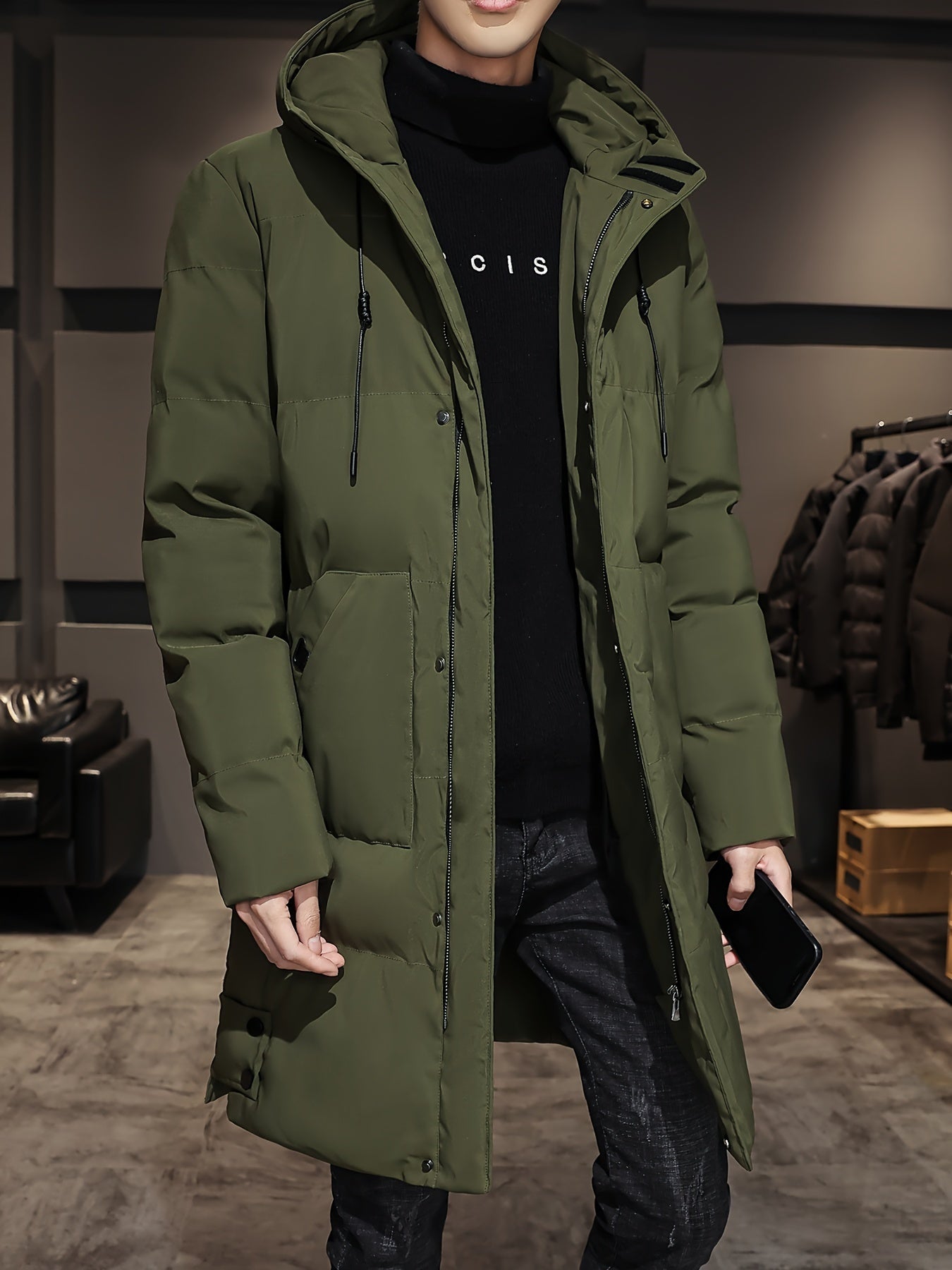 Comfortable Faux Fur Padded Parka Jacket for Men