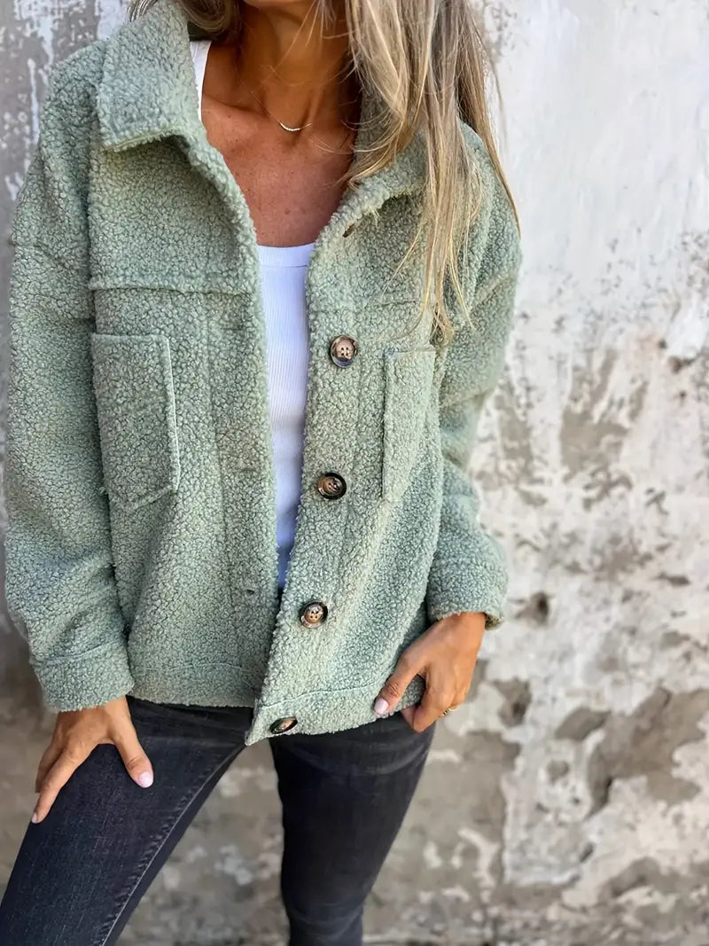 Casual Women's Loose Fit Button Down Jacket