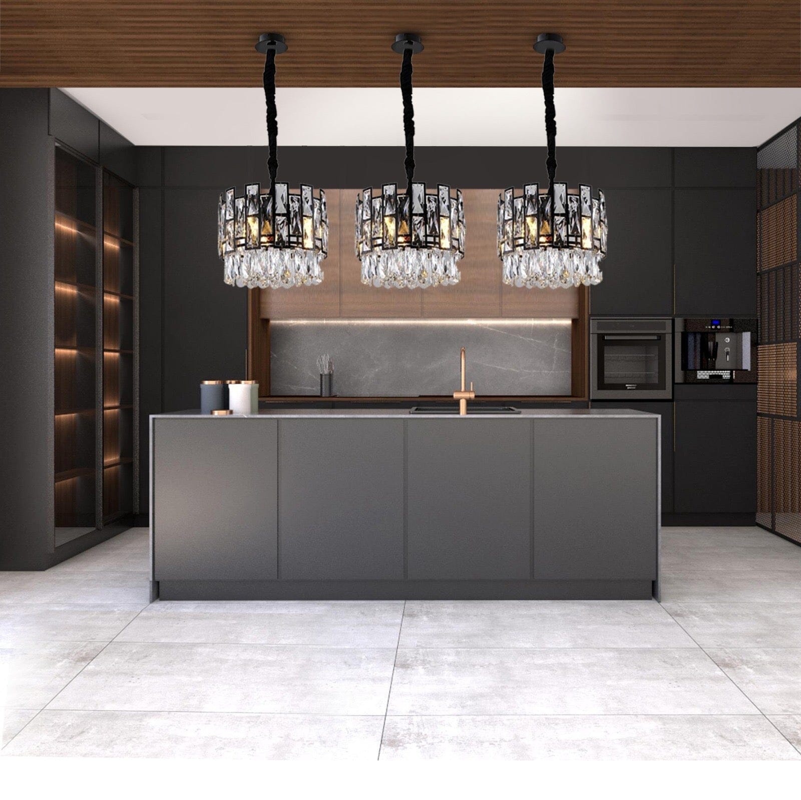 Luxury Crystal Hanging LED Light in Silver Finish - BritishElegance