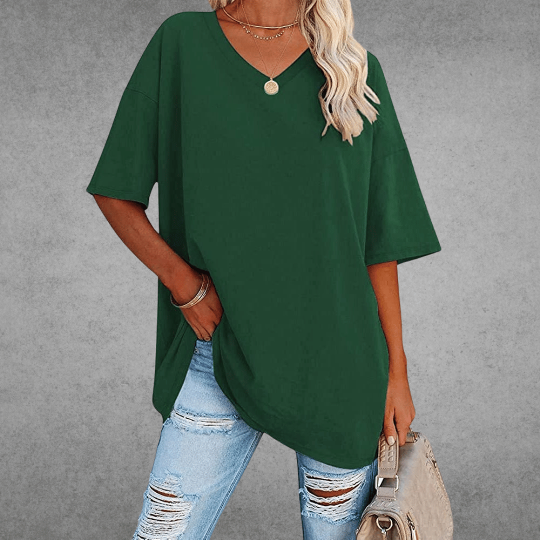 Trendy Loose Fit V Neck Tee