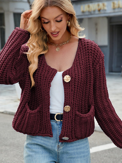 Warm Women's Knit Cardigan with Pockets
