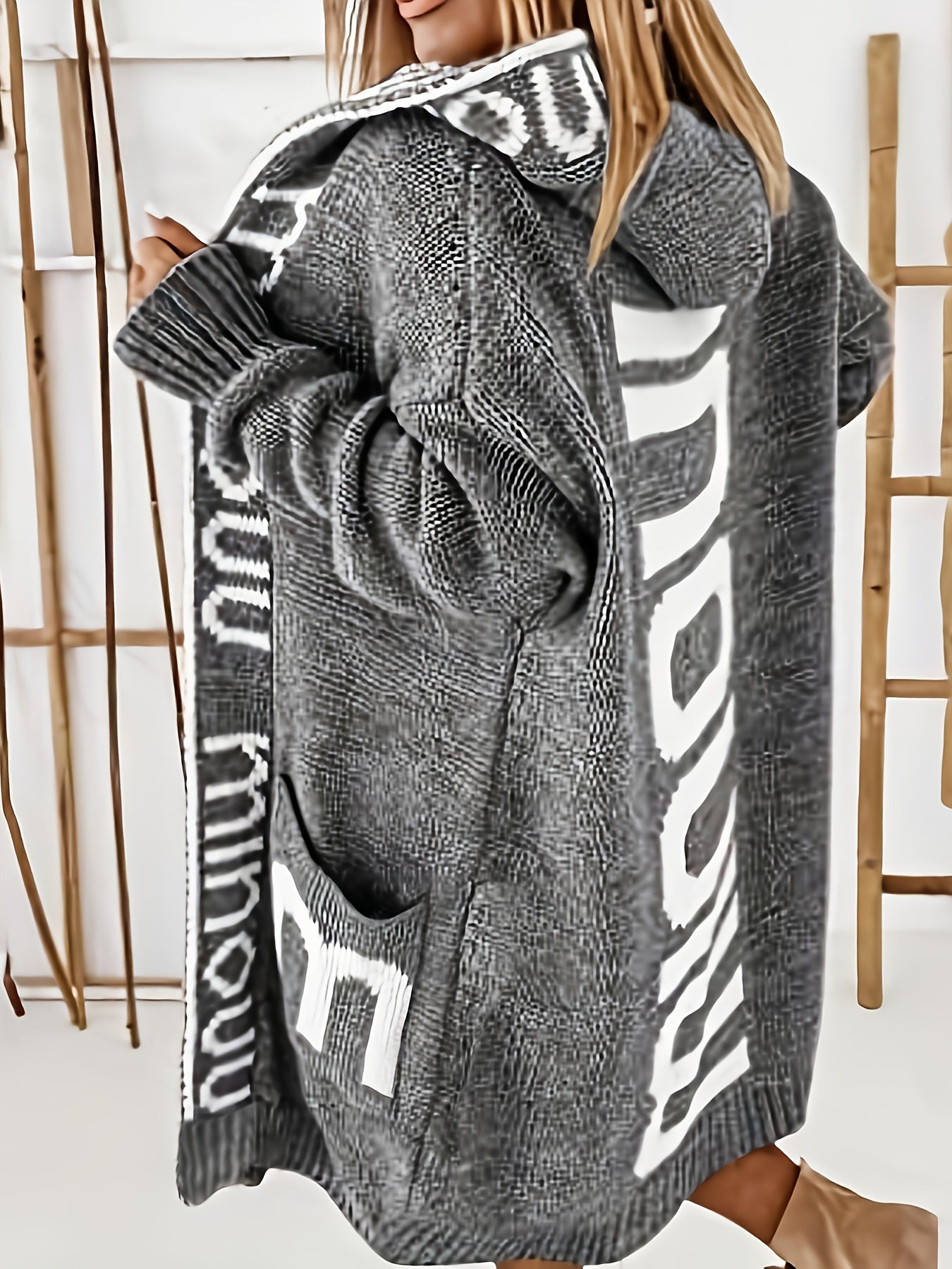 Comfy Floral Open Front Hooded Cardigan for Women