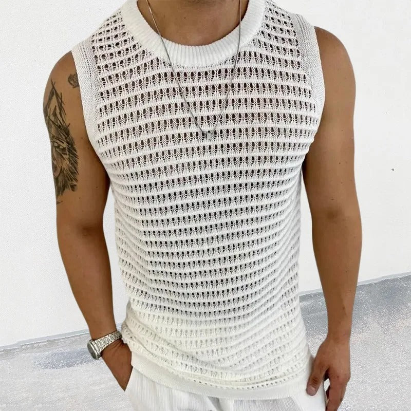 Elegant Sleeveless Summer Mesh Top - BritishElegance
