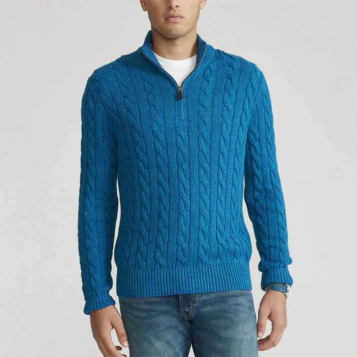 Cevori Classic Design Cable Knit Half-Zip Jumper