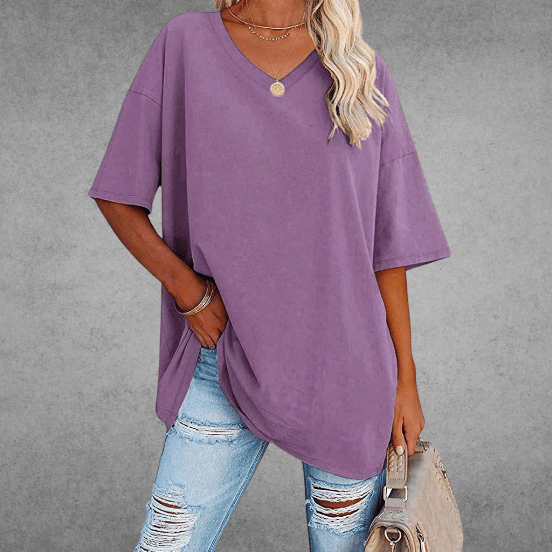 Trendy Loose Fit V Neck Tee