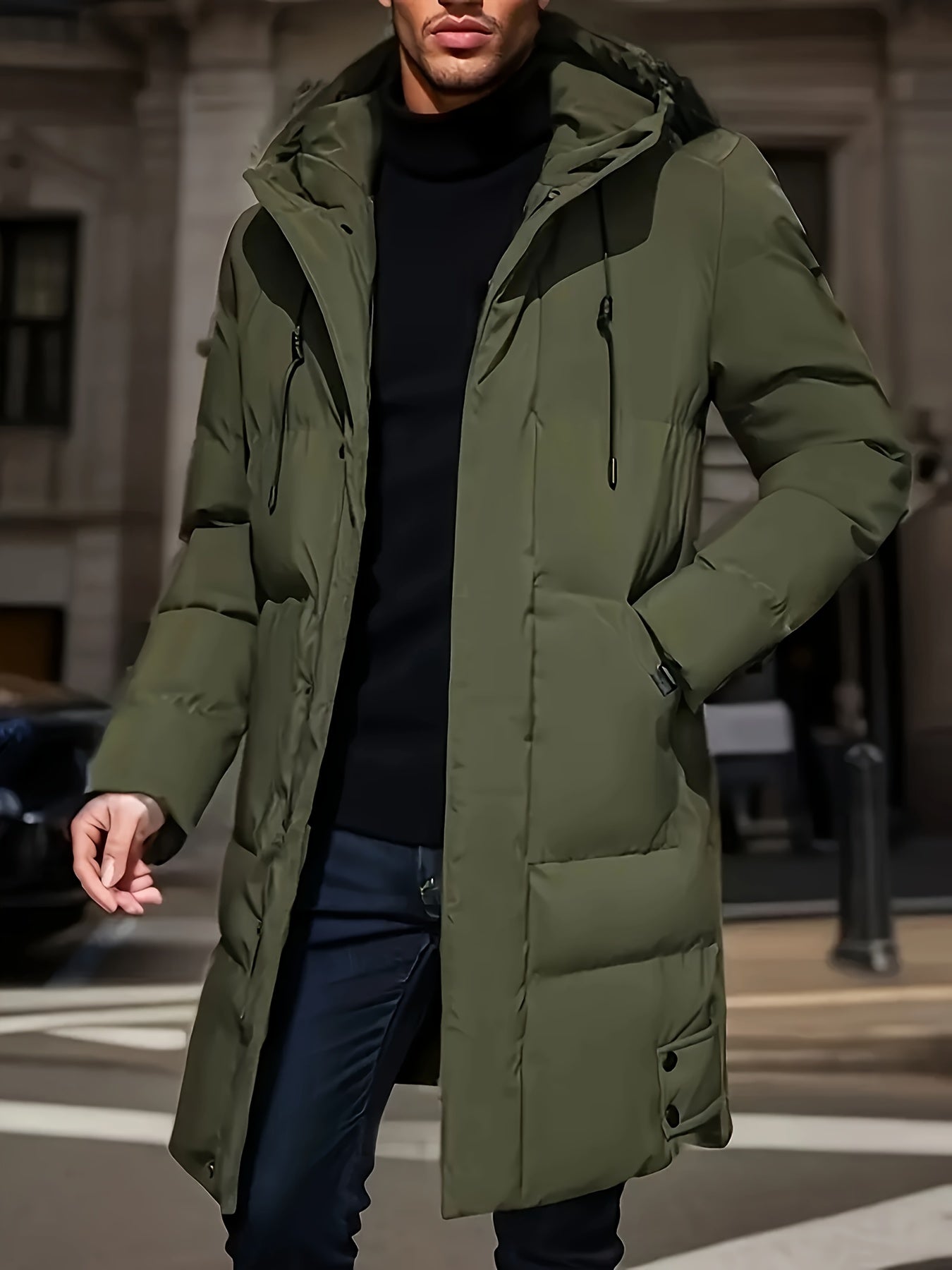 Warm Solid Puffer Parka Jacket for Men - BritishElegance