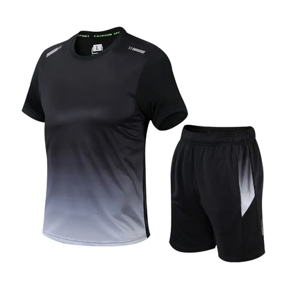 Two-Piece Sportswear Set for Men – Gradient Print & Performance Comfort