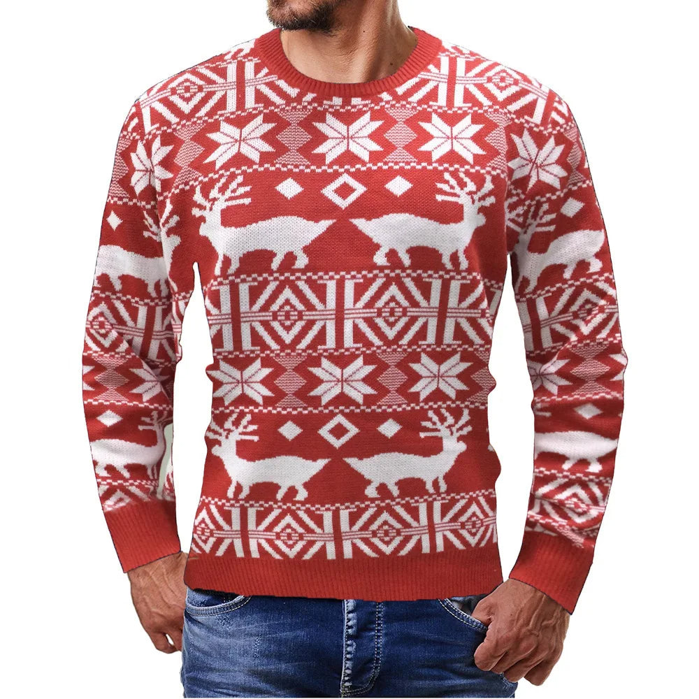 Knitted Christmas sweater, round neck for men - Reese