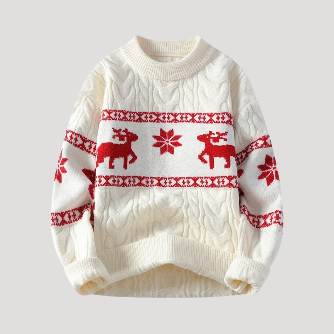 Cozy Snowflake Crew Neck Sweater - BritishElegance
