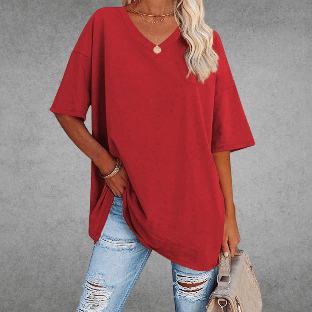 Trendy Loose Fit V Neck Tee
