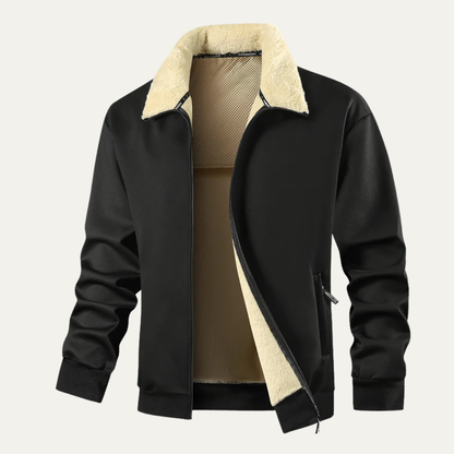 The Torino Men’s Winter Fleece Lined Lambswool Jacket with Fur Collar