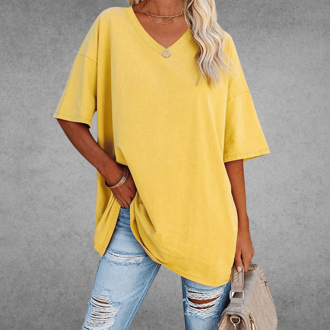 Trendy Loose Fit V Neck Tee