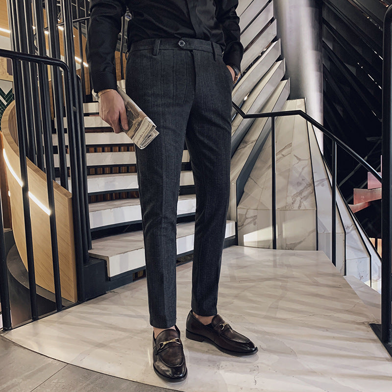 Lawson | Men's Tailored Fit Herringbone Trousers - BritishElegance