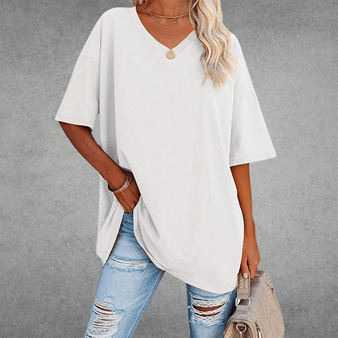 Trendy Loose Fit V Neck Tee
