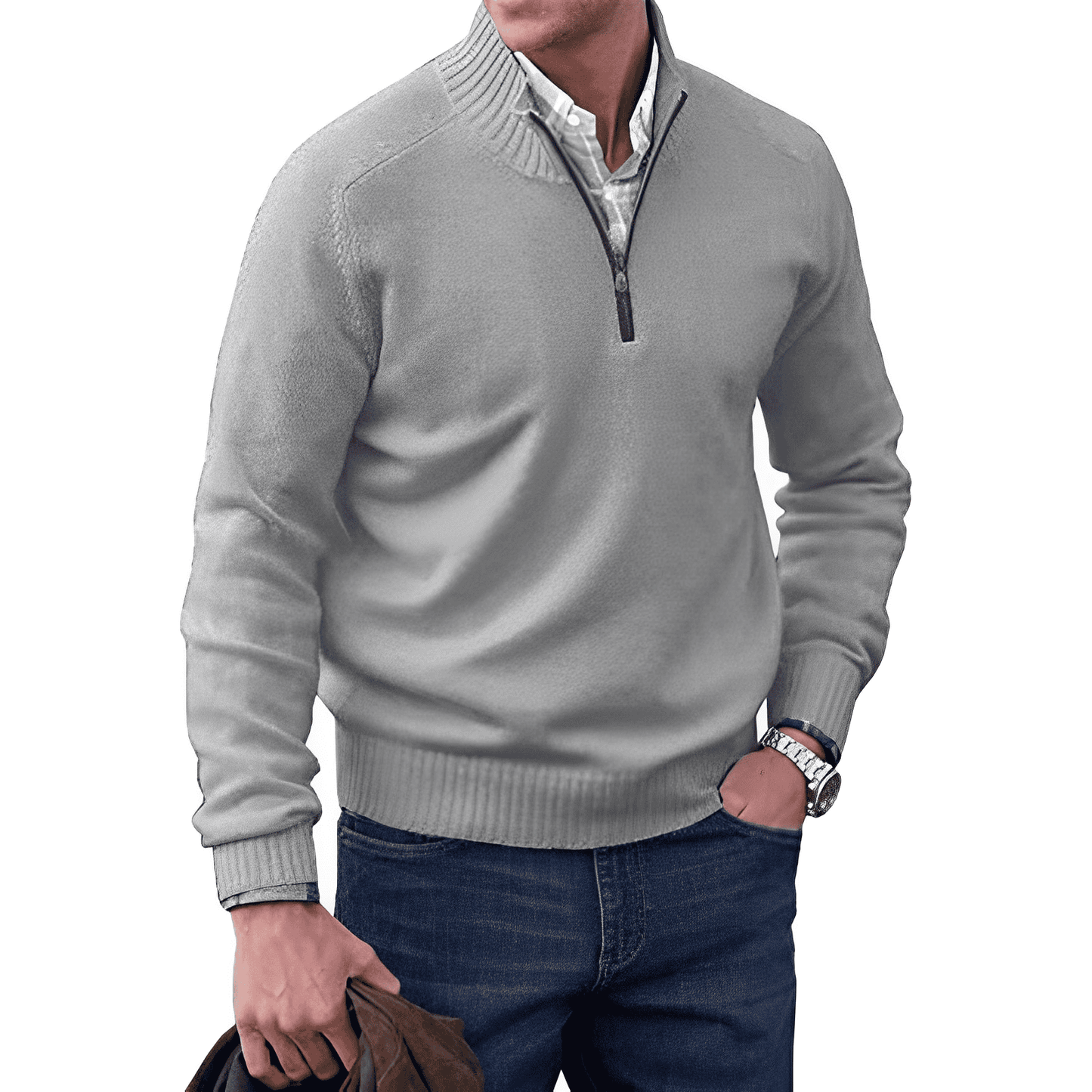 Classic Men's Quarter Zip Pullover Sweater