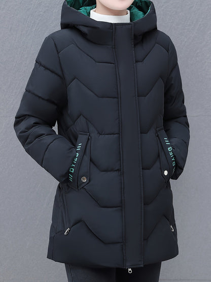 Cozy Women's Puffer Coat with Hood for Everyday Wear - BritishElegance