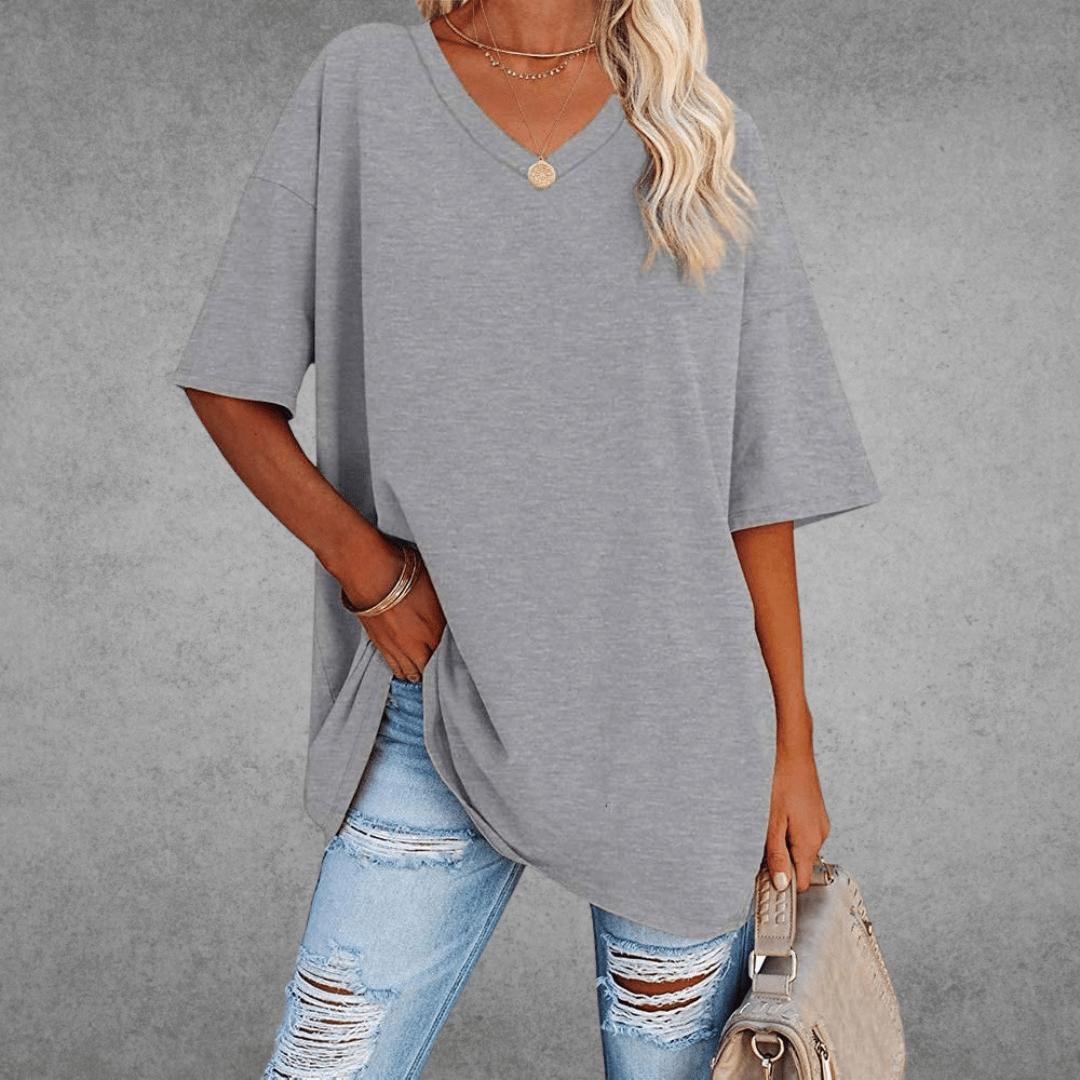 Trendy Loose Fit V Neck Tee