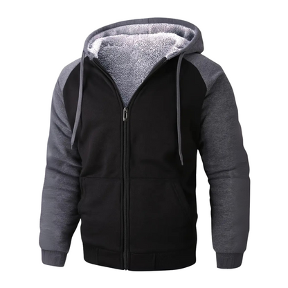 Men’s Color Block Sherpa Lined Zip Hoodie