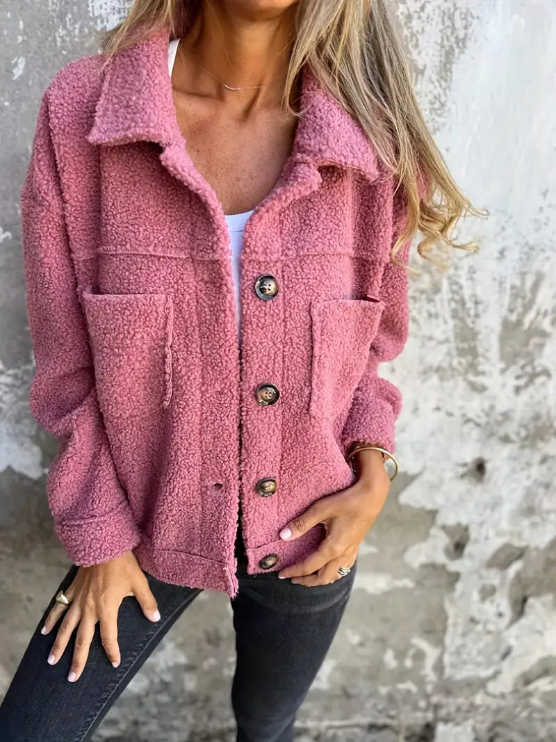 Casual Women's Loose Fit Button Down Jacket - BritishElegance