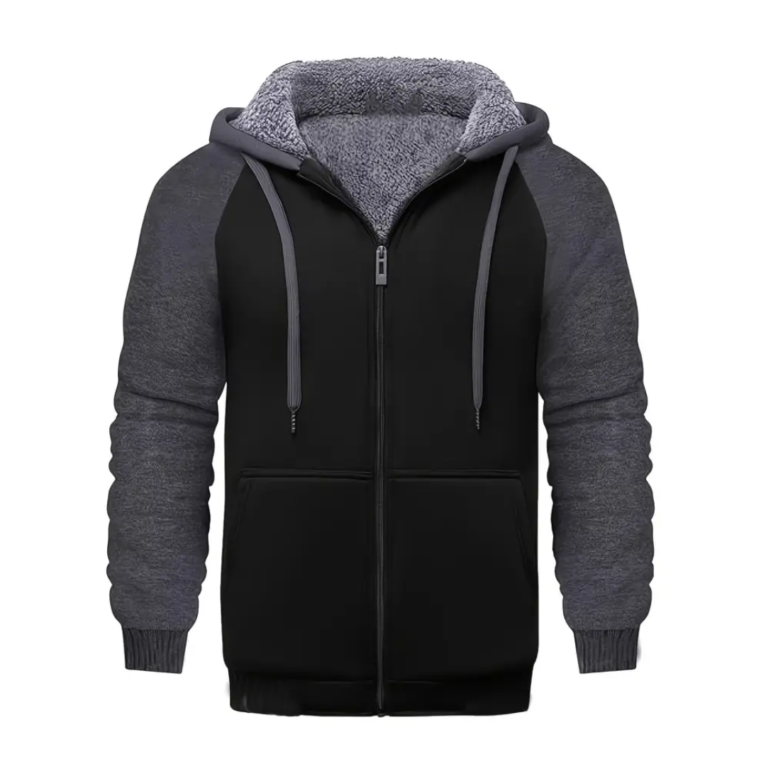 Men’s Color Block Sherpa Lined Zip Hoodie