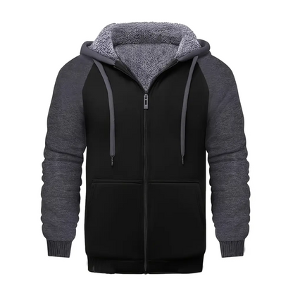 Men’s Color Block Sherpa Lined Zip Hoodie