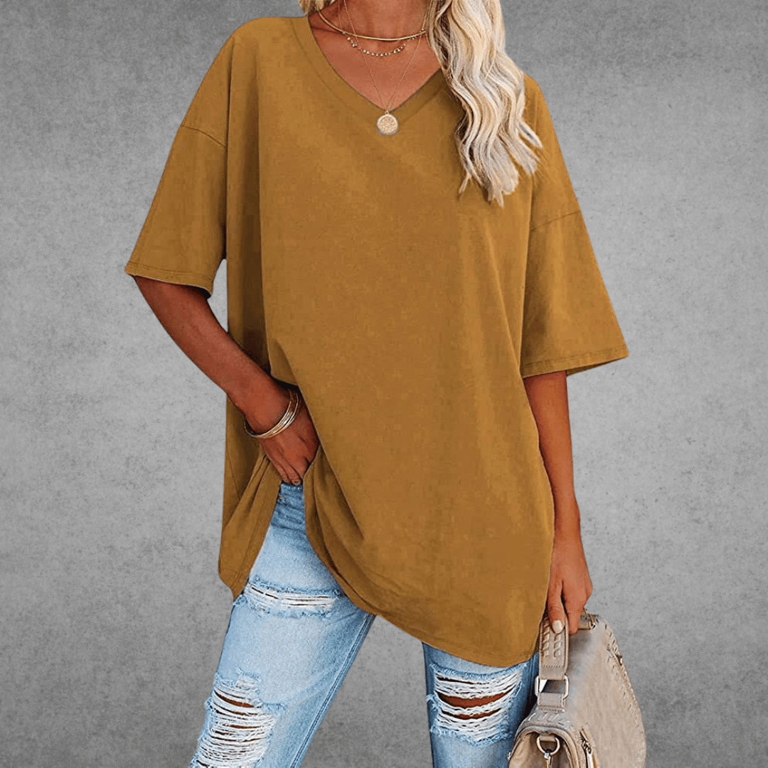 Trendy Loose Fit V Neck Tee