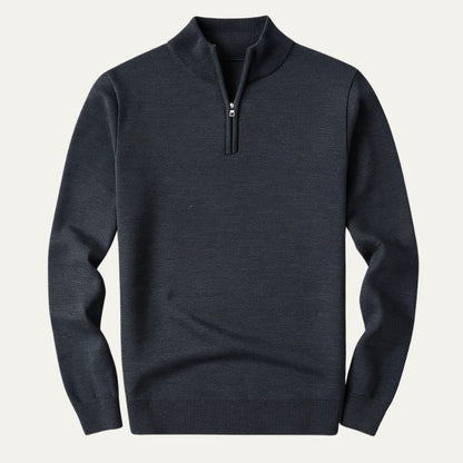 Men’s Solid Quarter Zip Stand Collar Pullover