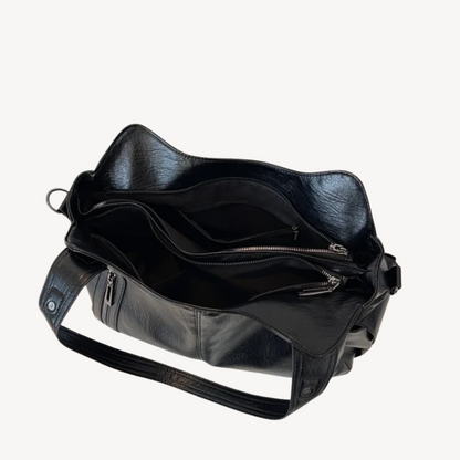Women's Zippered Shoulder Bag Leather Tote Bag