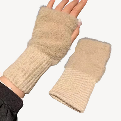 Women's Fuzzy Fingerless Gloves