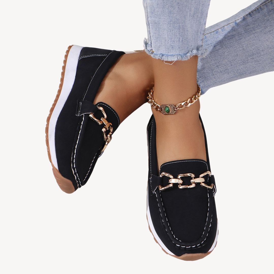 Orthopedic Suede Loafers Women Chain