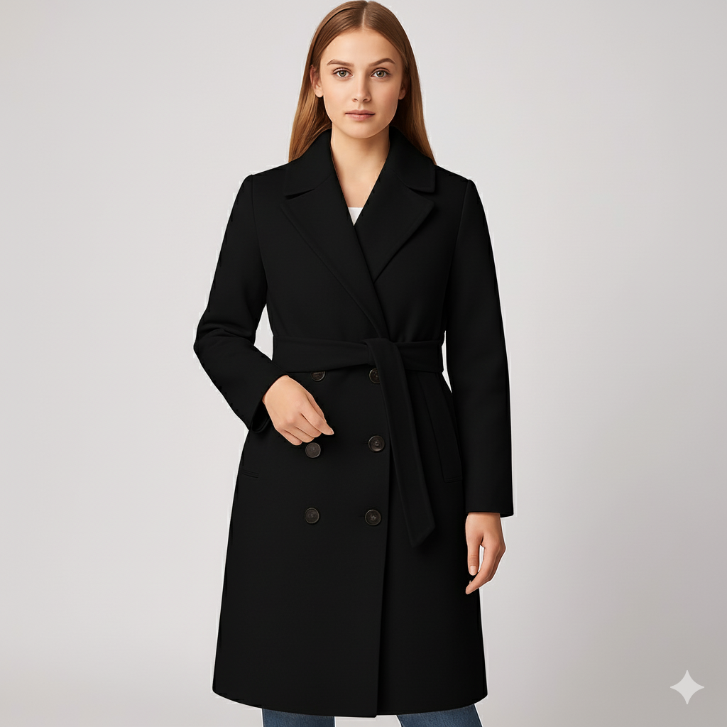 Coleen | Winter Coat - Double-Breasted Classic Outerwear with Waist Belt for Women
