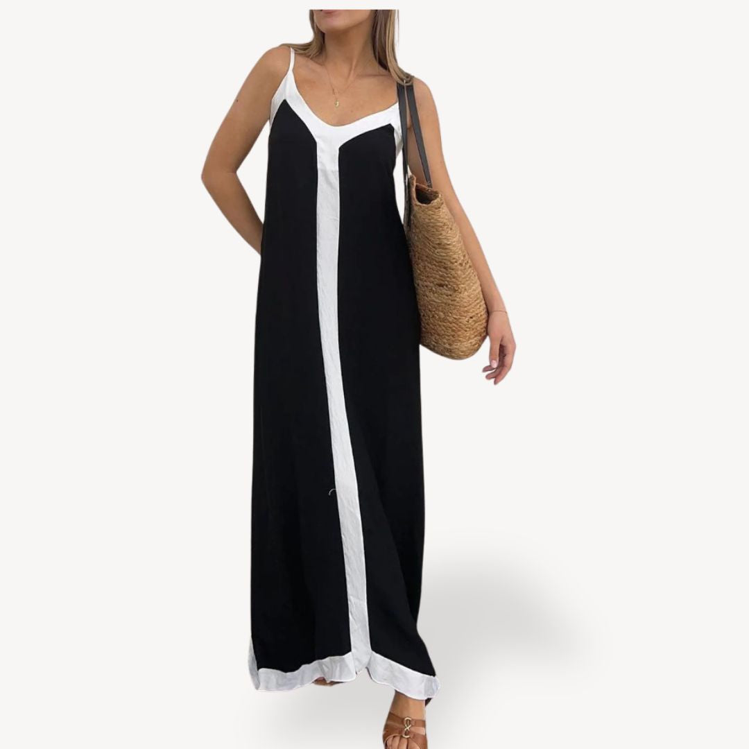 Women's Contrast Trim Maxi Slip Dress