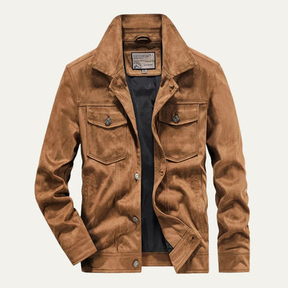Men’s Textured Suede Trucker Jacket