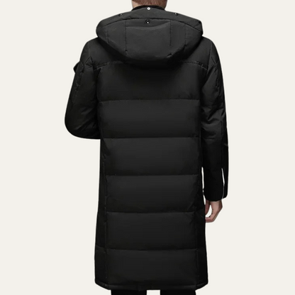 Men’s Long Quilted Puffer Coat with Hood