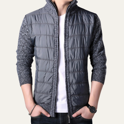 The Dundee Men's Winter Knit Sleeve Zip Up Puffer Jacket
