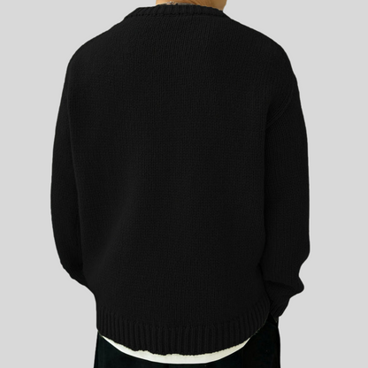 Men’s Oversized Heavy Rib Knit Crew Neck Sweater