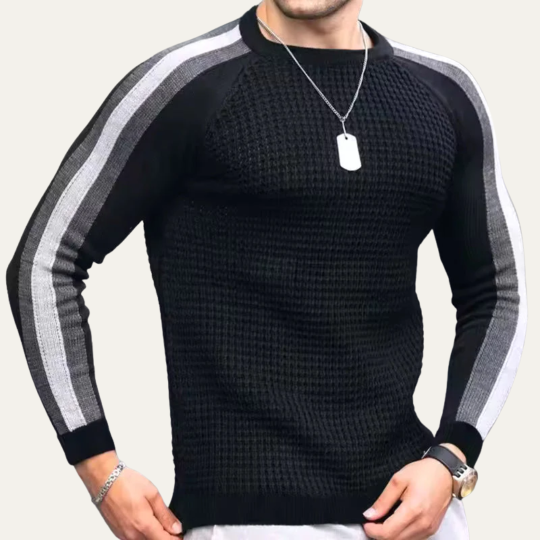 Men’s Slim Fit Racing Stripe Crewneck Sweater