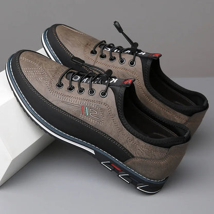 Theodore Leather Orthopedic Casual Shoes | Elastic Laces Casual Shoes